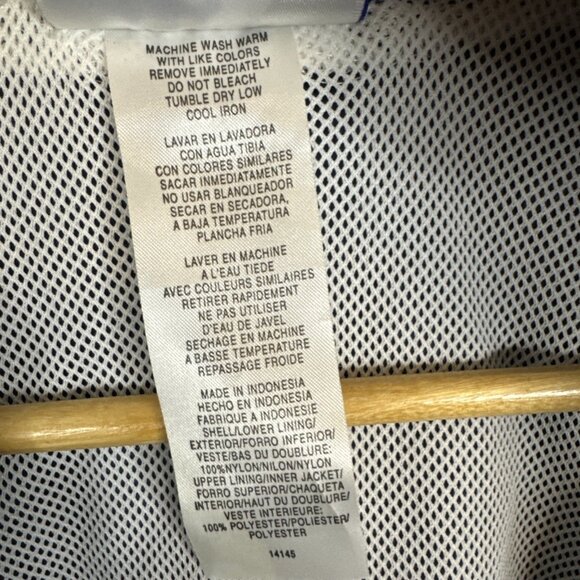 Adidas 90s Crinkle Nylon Colorblock Windbreaker Jacket Blue Big Logo Men L - Picture 8 of 8